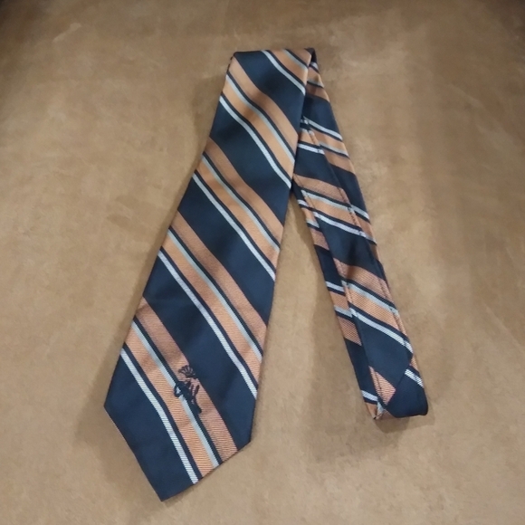 Countess Wara Capper & Capper Collab Striped Black Brown And Grey Repp Tie - Picture 5 of 6
